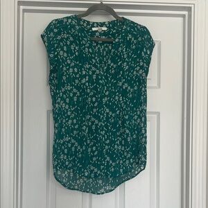 fun 2 fun Teal Floral V-Neck Cap Sleeve Blouse